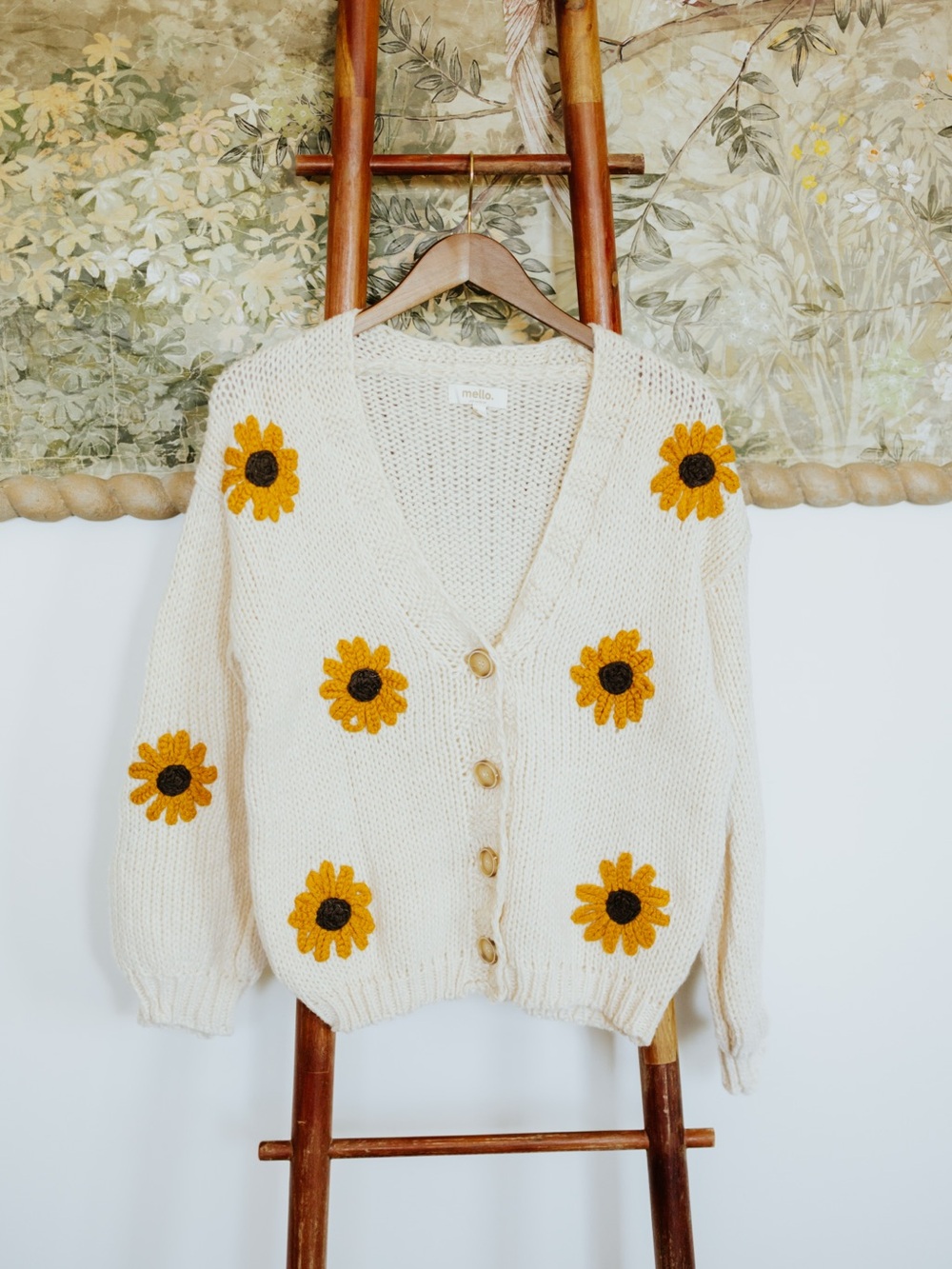 Sunflower Embroidered V Neck Cardigan NWT - Picture 3 of 4